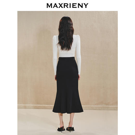 【商场同款】MAXRIENY鱼美人半裙复古优雅感开叉半身裙子鱼尾修身(货号:MS85SK516) 商品图3