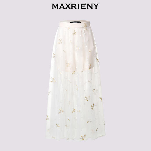 【静奢度假-商场同款】MAXRIENY甜美复古网纱绣花半裙24夏款长裙(货号:MC85SK263) 商品图4