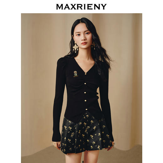 MAXRIENY宫廷复古郁金花提花高腰百褶短裤裙裤(货号:MC88PA792) 商品图1