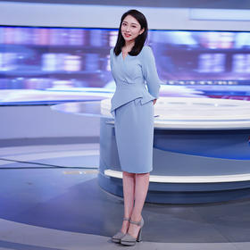 IWY/七分袖蓝色商务西装连衣裙女气质假两件职业套裙*主持人裙Q750-L