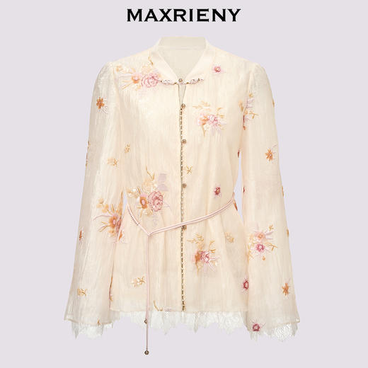 【商场同款】MAXRIENY中式甜美风欧根纱上衣重工绣花衬衫女(货号:MC85TP345) 商品图4