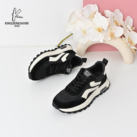 经典鲨2024年秋季新款男士系带时尚拼色平底舒适休闲鞋跑步鞋KG31-D33151 商品图3