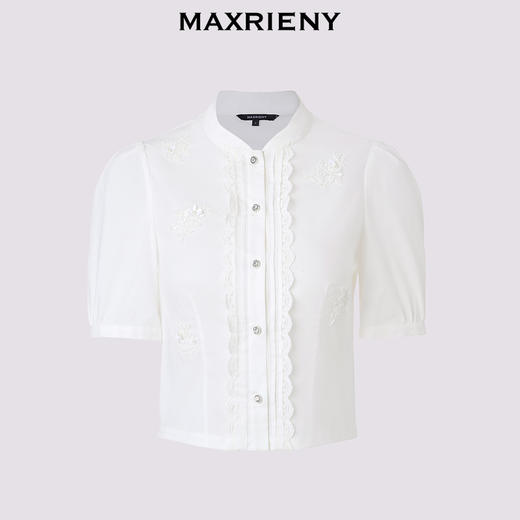 【浪漫度假-商场同款】MAXRIENY华丽宫廷风压褶上衣蕾丝花边(货号:MC85TP331) 商品图4
