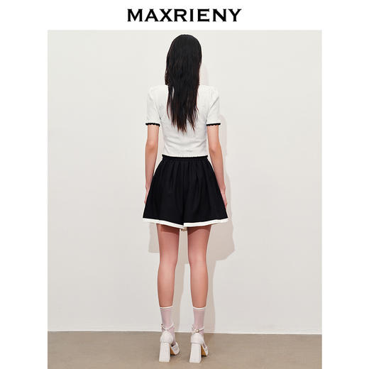 【商场同款】MAXRIENY复古撞色风情短裤2024夏季新款阔腿裙裤(货号:MC85PA268) 商品图3