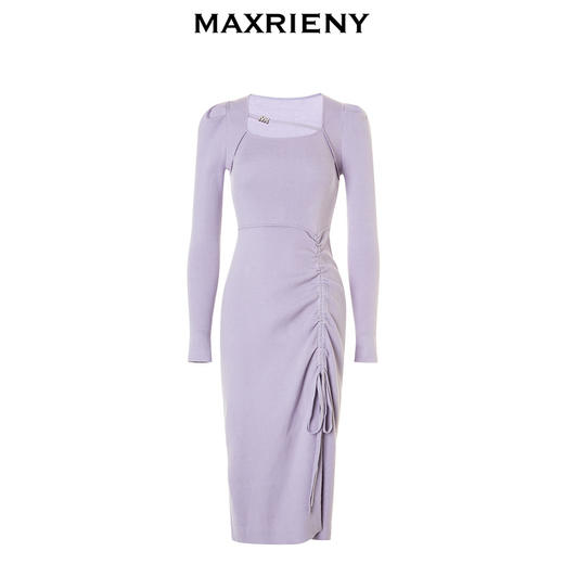 MAXRIENY*优雅浪漫修身长款开叉系带毛织连衣裙(货号:MC88DR786) 商品图4