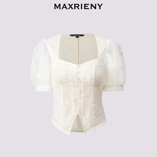 【静奢度假-商场同款】MAXRIENY宫廷感轻盈飘逸鱼骨结构上衣女(货号:MC85TP294) 商品图4