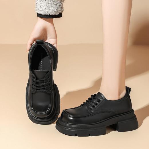 ZHR则则时尚百搭小皮鞋女鞋2024新款厚底乐福鞋英伦单鞋ins潮洋气 商品图5