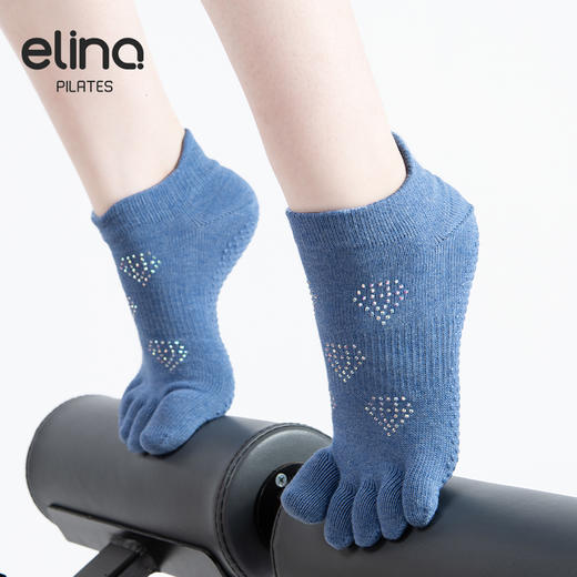 elina一恋 镶钻五趾普拉提瑜伽防滑袜ELR2501 商品图6