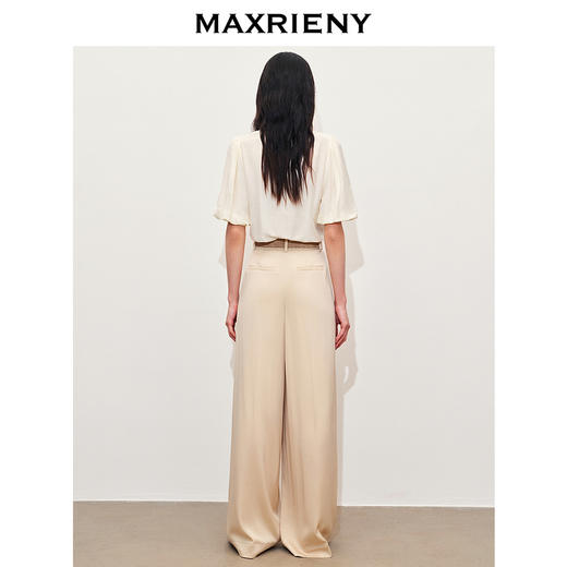 【商场同款】MAXRIENY文艺宫廷风绣花衬衫24夏款修身显瘦v领上衣(货号:MC85TP281) 商品图3