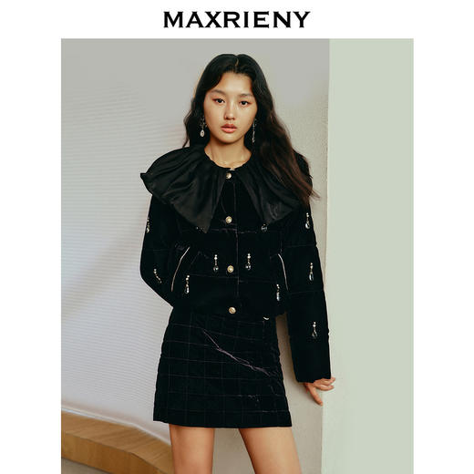 MAXRIENY宫廷复古水晶流苏小香风丝绒羽绒服外套(货号:MC88DC761) 商品图2