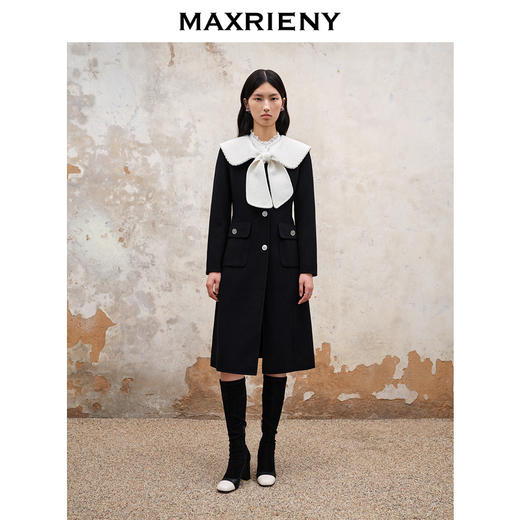 MAXRIENY*复古蝴蝶结大衣长款高级气质大衣外套(货号:MS88CT513) 商品图2