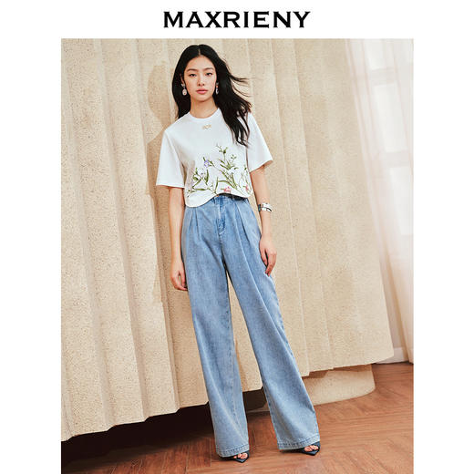 MAXRIENY*浪漫感绣花短袖T恤修身上衣女(货号:MS85TS002) 商品图1