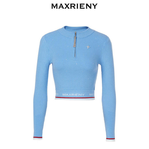 MAXRIENY小立领拉链套头针织修身收腰上衣女(货号:MC88SW587) 商品图4