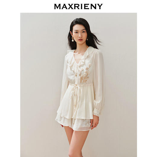 【异域·摩洛哥-商场同款】MAXRIENY*休闲风宽松钉珠真丝外套(货号:MC85JA262) 商品图2