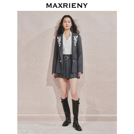 【贵雅日常-商场同款】MAXRIENY*复古优雅感A字百褶半身短裙(货号:MC85SK564) 商品图1