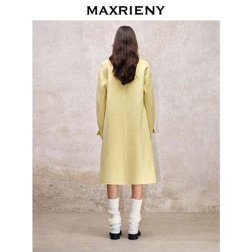 MAXRIENY*复古感淡黄直身羊毛大衣冬季长款外套(货号:MS88CT525) 商品图3