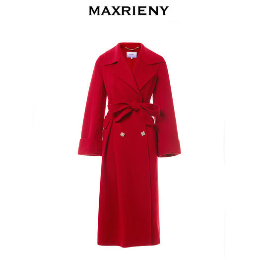 MAXRIENY极简垂坠感直身大衣长款双面呢羊毛外套(货号:MS88CT517) 商品图4