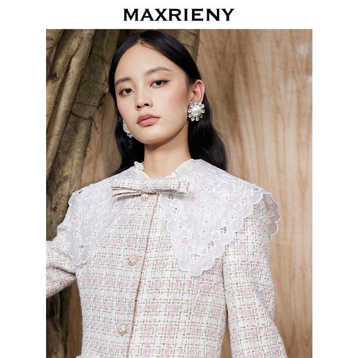 MAXRIENY廓形复古格纹大衣长款冬季新款风衣女(货号:MC87CT778) 商品图2