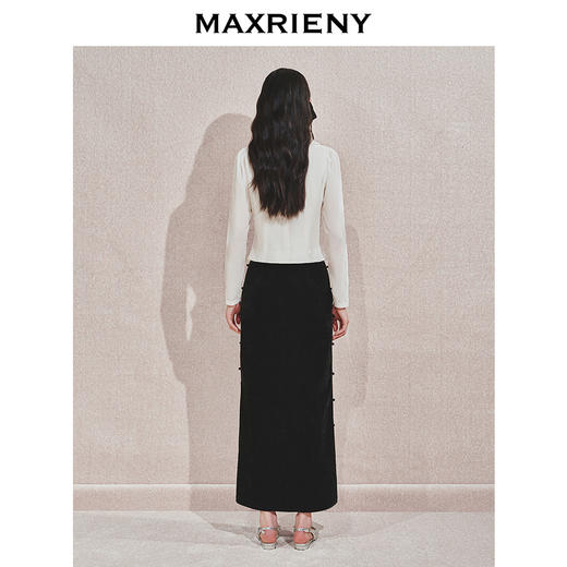 MAXRIENY贵雅新中式半身裙2024秋冬新款盘扣开叉裙子鱼尾半裙(货号:MS85SK506) 商品图3