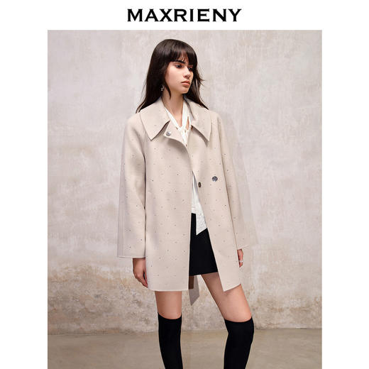 MAXRIENY*复古感大衣长款双面呢羊毛外套(货号:MS88CT519) 商品图2