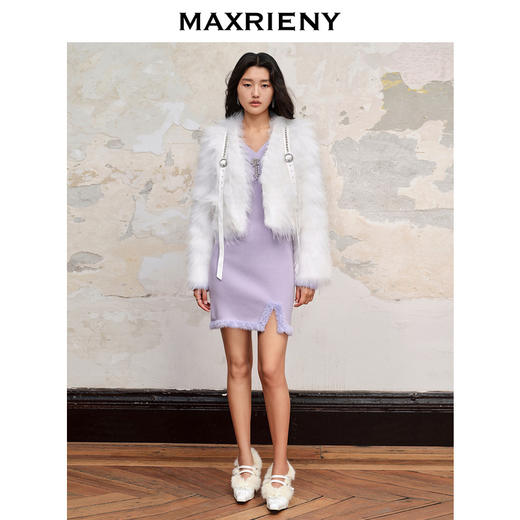 【商场同款】MAXRIENY名媛富家千金风外套冬款名媛气质貉子毛皮草(货号:MC88FU504) 商品图1