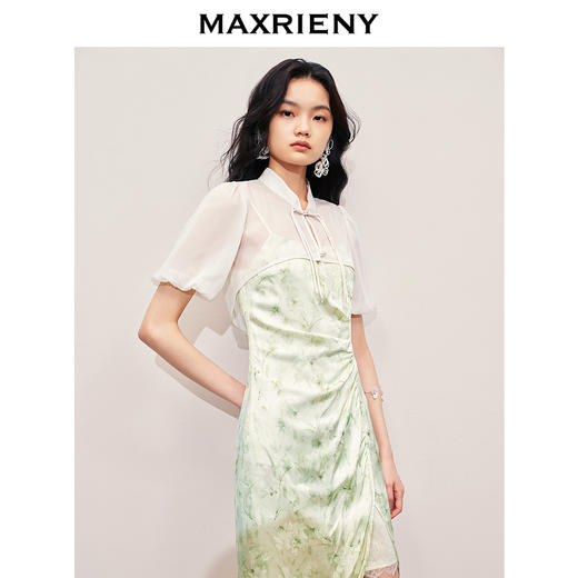 【商场同款】MAXRIENY国风碎花旗袍连衣裙新中式开衩裙修身显瘦(货号:MS85DR276) 商品图2