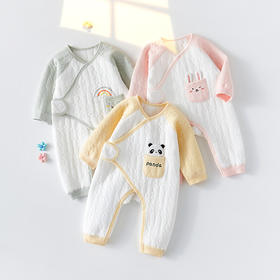 【新生婴儿夹棉保暖连体衣】纯棉秋冬和尚服初生无骨睡衣宝宝哈衣春装