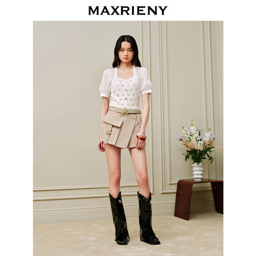 MAXRIENY宫廷复古截短针织衫夏日温柔甜美小衫上衣(货号:MC88SW264) 商品图1