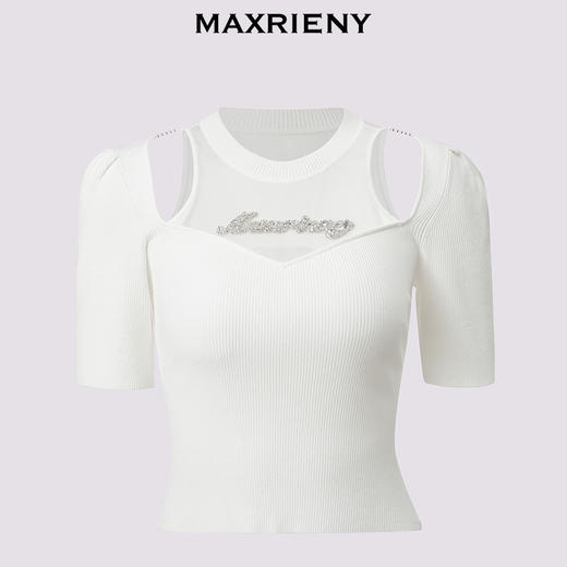 【银河精灵-商场同款】MAXRIENY*轻奢感镂空套头针织上衣修身(货号:MC85SW303) 商品图4
