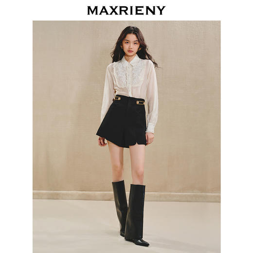 【商场同款】MAXRIENY*宫廷风绣花蕾丝衬衫修身花边上衣女(货号:MS85TP504) 商品图1