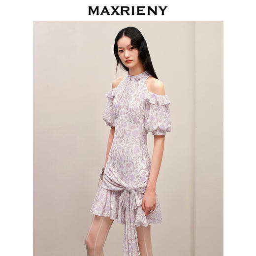 MAXRIENY法式浪漫感玫瑰印花连衣裙系带仙美裙子(货号:MC88DR507) 商品图2