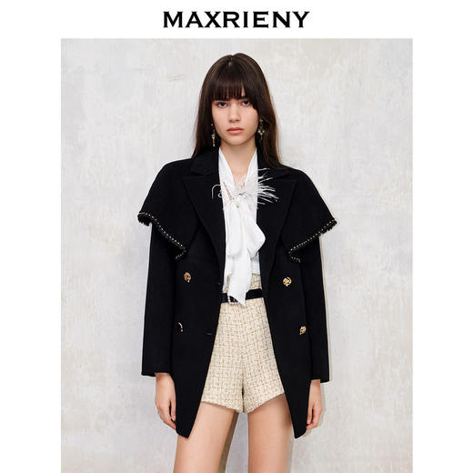 MAXRIENY*赫本风外套双面呢羊毛斗篷式大衣(货号:MS88CT523) 商品图3