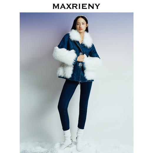 MAXRIENY牛仔毛感拼接加厚羽绒服冬季外套(货号:MC87DC755) 商品图1
