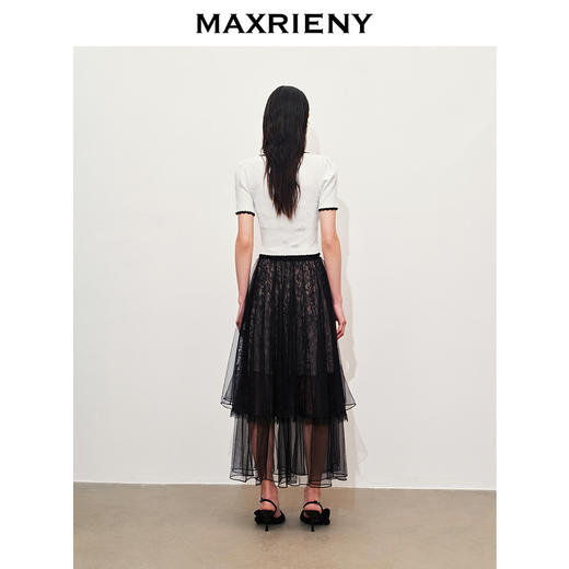 【商场同款】MAXRIENY甜美文艺网纱半裙2024夏季新款蕾丝绣花裙子(货号:MC85SK290) 商品图3