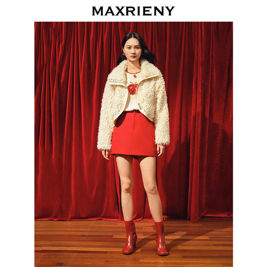 MAXRIENY复古风潮廓形截短落肩外套2023冬季新款(货号:MC88JA777) 商品图1