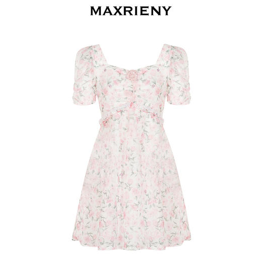 MAXRIENY假日玫瑰裙春日仙美茶歇裙玫瑰碎花连衣裙(货号:MC88DR277) 商品图4