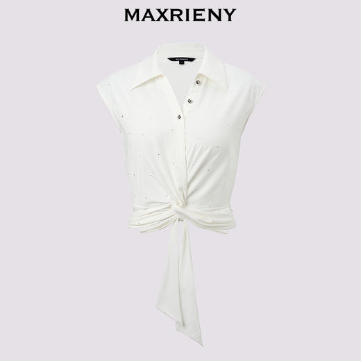 【商场同款】MAXRIENY*休闲烫钻上衣腰部镂空小众设计感气质(货号:MC85TS262) 商品图4