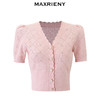 MAXRIENY甜美复古感菱形格提花v领毛衫修身上衣(货号:MS85SW023) 商品缩略图4