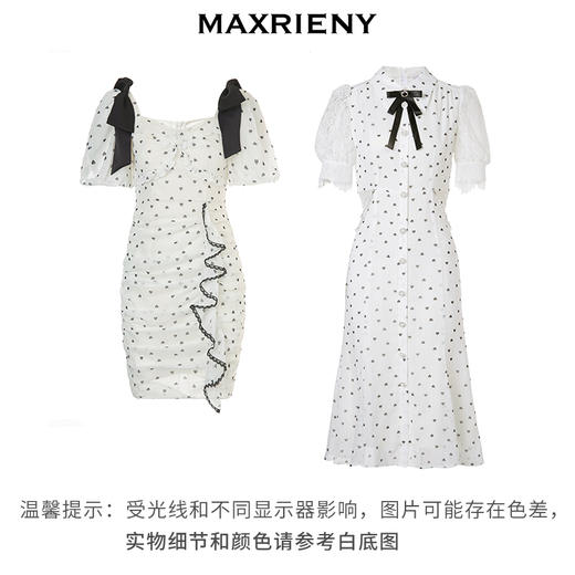 MAXRIENY甜美少女感露腰蝴蝶结连衣裙波点蕾丝裙(货号:MS88DR049) 商品图4