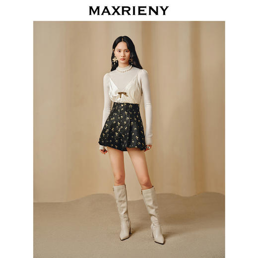 MAXRIENY复古米珠蝴蝶结毛衫丝绒背心两件套(货号:MC88SW793) 商品图1