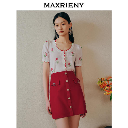 MAXRIENY小红花甜美针织衫开衫薄毛衫上衣(货号:MC88SW276) 商品图2