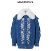 【商场同款】MAXRIENY复古雪花刺绣钉珠羽绒服23冬款毛领牛仔外套(货号:MG88DC751) 商品缩略图4