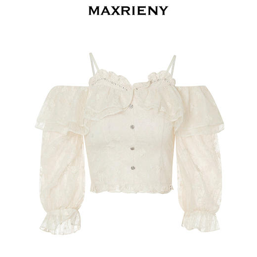 MAXRIENY浪漫吊带一字肩蕾丝衫上衣小衫春(货号:MC88TP081) 商品图4