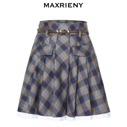 MAXRIENY*复古学院风格纹半裙百褶高腰短裙(货号:MC88SK601) 商品图4
