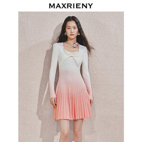 【贵雅日常-商场同款】MAXRIENY浪漫少女感扭结钉珠渐变连衣裙(货号:MC85DR545)