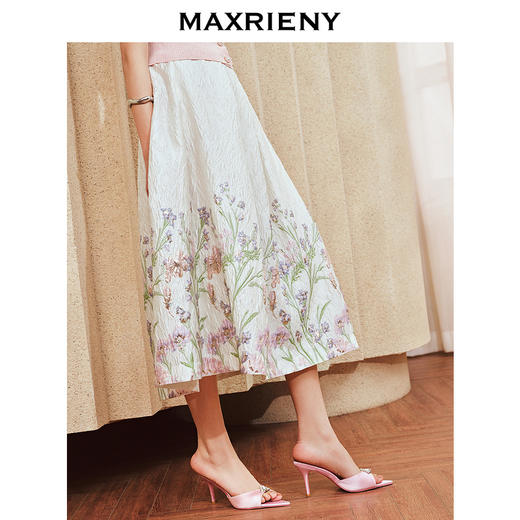 MAXRIENY浪漫复古感花卉提花半裙半身裙子长裙(货号:MS85SK009) 商品图2