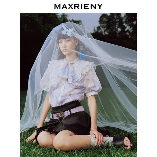 蝴蝶仙紫系列2.0MAXRIENY森系精灵泡泡袖雪纺衫(货号:MC88TP369) 商品图2