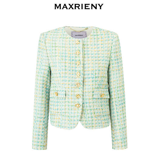 MAXRIENY千金小香风松石绿外套上衣女气质高级感(货号:MS85JA010) 商品图4