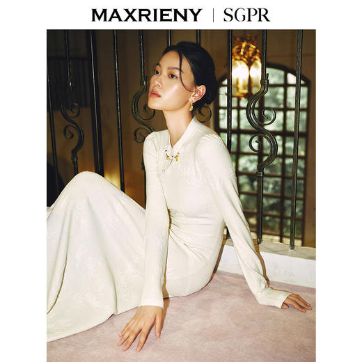 [东方新摩登]MAXRIENY雪竹针织裙贵雅新中式提花长裙2024秋冬新款(货号:MS85DR510) 商品图1