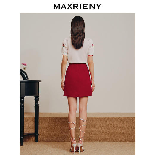 MAXRIENY海军风高腰包臀裙复古红裙子(货号:MC88SK264) 商品图3